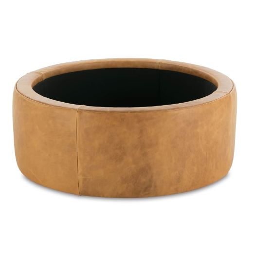 Picture of Cyrus 36" Round Leather Storage Ottoman